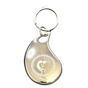 Kokopelli Keychain Southwestern Style Silver Tone Key Ring Fob